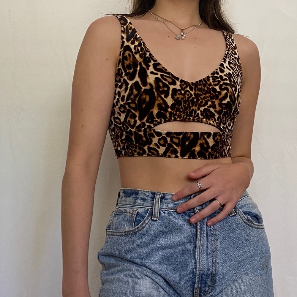 Urban Outfitters Velvet cut-our crop top